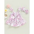thumbnail image 4 of Faithtur Kid Baby Girl Romper Sleeveless Rabbit Print Casual Spring Summer Bodysuit + Bow Headband, 4 of 9