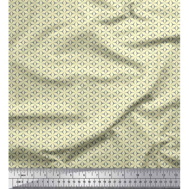 Soimoi Cotton Duck Fabric Geometric Small Decor Fabric Printed Yard 42 Inch Wide