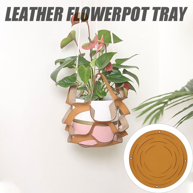 Agiferg Leather Flowerpot Tray Multi-level Hollow Out Succulent Plant Hanging Basket