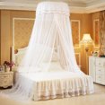 thumbnail image 1 of Fictory Mosquito Mesh Nets - Large Dome Hanging Bed Net Tent Bed Canopy Mosquito Fly Insect Protection Tent, 12 Meter Coverage Universal for Home/Holidays Double/Single Bed(White), 1 of 7