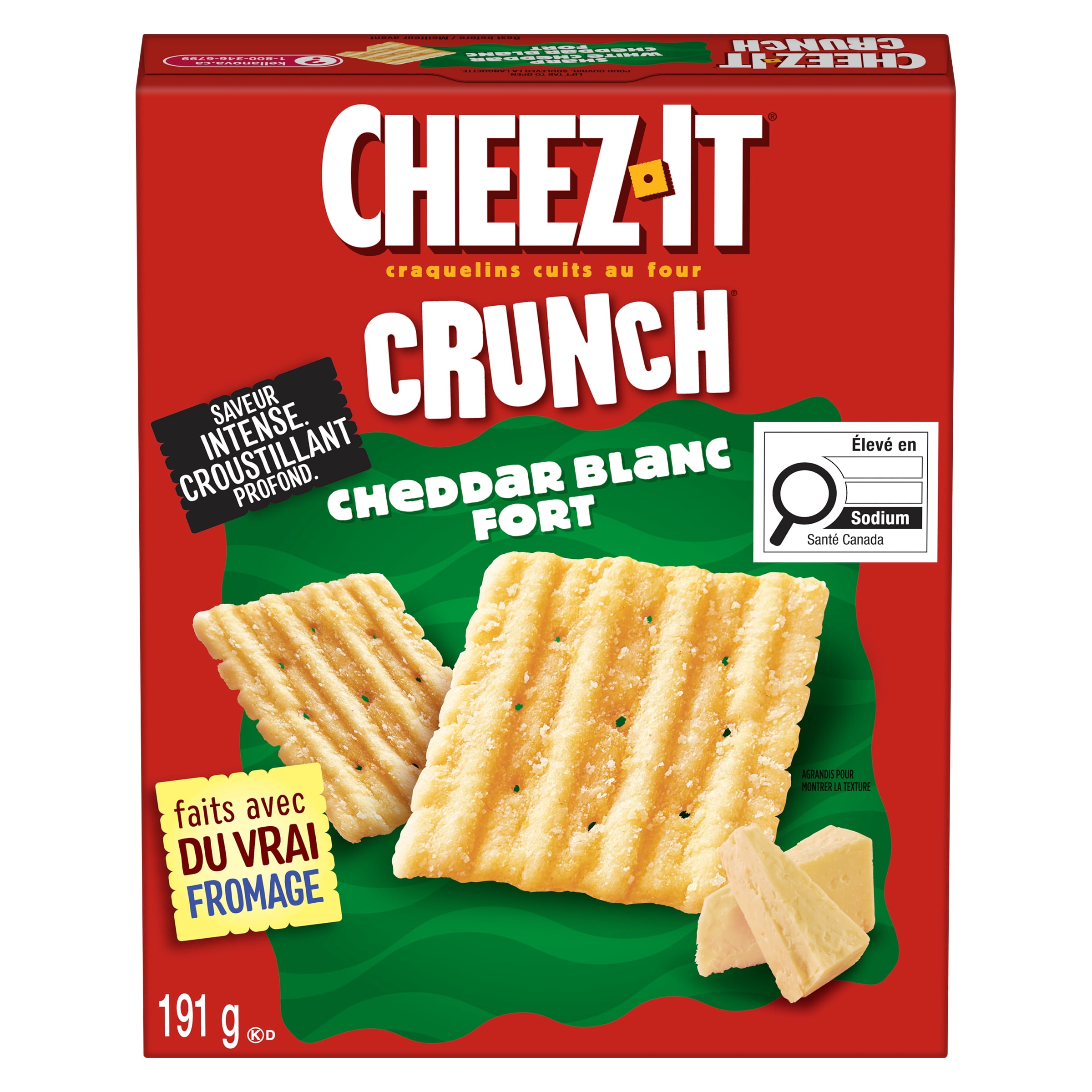 Cheez-ItMD Crunch, Cheddar Blanc Fort, Craquelins cuits au four, 191 g