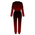 thumbnail image 5 of Mrat Casual Two Piece Outfits for Women 2 Piece Jogging Sets Gradient Color Polyester Long Sleeve Sweatsuits Sets Two Piece Track Suits Drawstring High Waist Pants Set Comfy Outfits T-Wine XL, 5 of 5