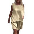thumbnail image 5 of Ensembles pour Femmes en Liquidation, Ensemble Estival Décontracté avec Shorts pour Femmes, Ensemble Décontracté 2 Pcs pour Femmes à Col Rond Sans Manches et Pantalon avec Poches, 5 of 5