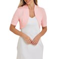 thumbnail image 1 of INSPIRE CHIC Boléro Ouvert pour Femmes Manches Courtes Froncées Cardigan Court P Rose, 1 of 6