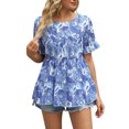 thumbnail image 2 of SMihono Hauts pour Femmes Été Chic Décontracté Mode Femme Imprimé Décontracté Col Rond Manches Courtes T-Shirt Ample Blouse Hauts T-Shirt Oversize pour Femmes, 2 of 9
