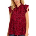 thumbnail image 3 of Maoww Chemise Femme Chemisier Sans Manches Imprimé Col en Doll Top, Rouge Vin, XL, 3 of 6