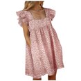 thumbnail image 2 of FcBaudy Robe à Manches Courtes Col en V, Robes d'Été pour Femmes, Robes pour Femmes Robe d'Été Élégante Col Poche Manches Courtes Midi Robe Femme, 2 of 5