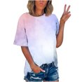 thumbnail image 1 of Pompotops T-shirt Imprimé pour Femme, Manches Courtes, Blouse à Col Rond, Hauts Décontractés, Liquidation, 1 of 5