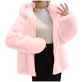thumbnail image 1 of LSLJS Manteau Femme Mode Uni à Poches Veste Peluche Manches Longues à Revers, 1 of 9