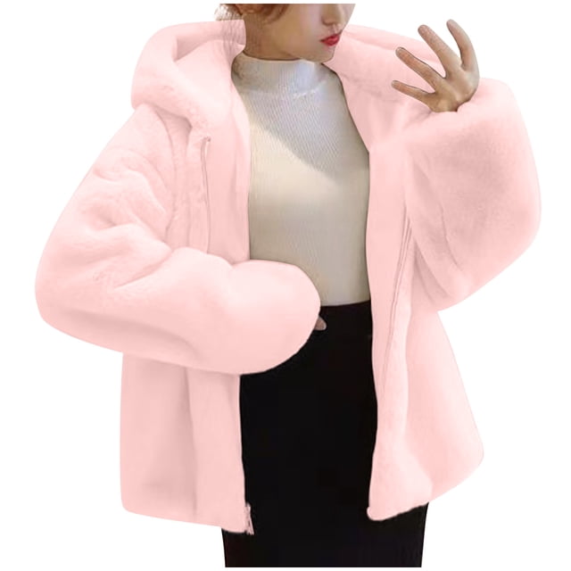 LSLJS Manteau Femme Mode Uni à Poches Veste Peluche Manches Longues à Revers