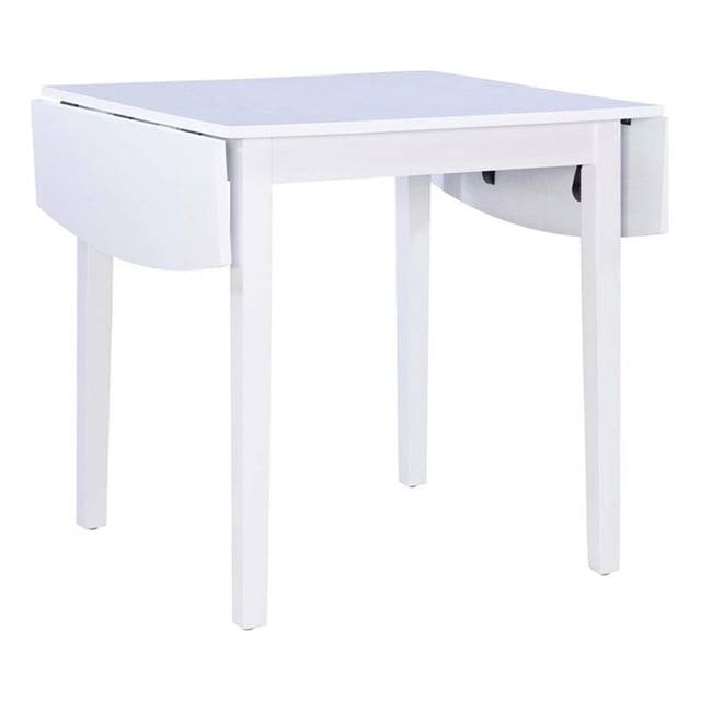Linon Ervin Table Carrée à Abattants Gain de Place en Hévéa Blanc