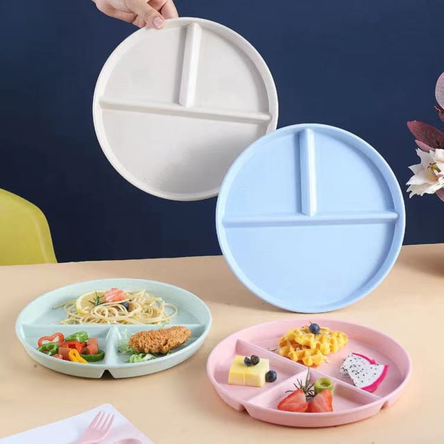 YAOMOBB Assiettes Compartimentées Épaissies Contrôle des Portions Assiettes Compartimentées pour le Souper Compatibles Micro-Ondes Réutilisables Assiettes de Pique-Nique
