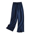 thumbnail image 1 of VEKDONE Womens Cotton Linen Long Pants Navy XL, 1 of 5