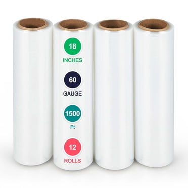 Costway 12 Rouleaux de Pellicule Extensible, Pellicule Rétractable Robuste, Calibre 60, Pellicule Plastique Transparente