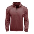 thumbnail image 1 of Penkiiy Chandail à Demi-Glissière pour Homme à Manches Longues, Coupe Ajustée Décontractée, Extensible, Col Montant, Chemises de Travail et de Golf, TG Rouge, 1 of 6