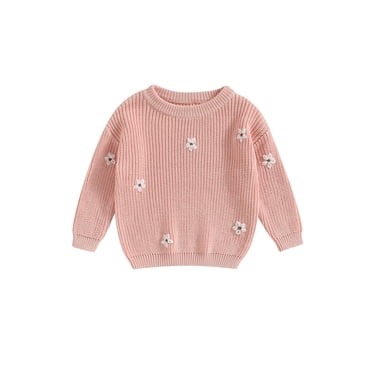 Gupgi Chandail à Fleurs pour Tout-Petit Bébé Fille Chandail Tricoté Chaud à Manches Longues Hauts d'Automne Hiver