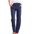 thumbnail image 1 of Dealovy Womens Plus Size Cotton Linen Pants High Waist Drawstring Loose Summer Lounge Trousers with Pockets, 1 of 6
