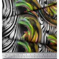 thumbnail image 3 of Soimoi Yellow Poly Georgette Fabric Stripe & Leopard Animal Skin Decor Fabric Printed BTY 52 Inch Wide, 3 of 3