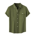 thumbnail image 1 of Besolor Mens Summer Short Sleeve Shirts Collared Button down Shirts Big and Tall Casual Solid Color Beach Shirts Tops, 1 of 6