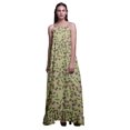 thumbnail image 1 of Bimba Beige2 Robe de Nuit Imprimée Fleurs et Feuilles Aquarelle pour Femmes Longue Robe Maxi à Bretelles Spaghetti X-Small, 1 of 5