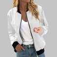 thumbnail image 4 of Womens Fashion Jacket Casual Stand Collar Zip Up Lightweight Coat Fall Color Block Jackets with Pockets White M, 4 of 7