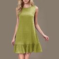 thumbnail image 1 of Ovzne Robes Grande Taille pour Femmes aux Courbes Robe Femme Robe Unie Décontractée Unie Col Rond Bouton au Dos Sans Manches Robe d'Été Robe pour Femmes Liquidation, 1 of 3