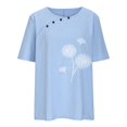 thumbnail image 4 of CHUANK Hauts pour Femmes en Liquidation à Moins de 10$ Hauts pour Femmes Décontractés Printemps Été Manches Longues Coton Lin Imprimé Graphique Pissenlit Col Rond Blouses Vintage Grande Taille, 4 of 6