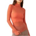 thumbnail image 1 of RXIRUCGD Mode Femmes Manches Longues Confortable Respirant Col Roulé Blouse Chemise Hauts, Rouge, Taille : M, 1 of 6