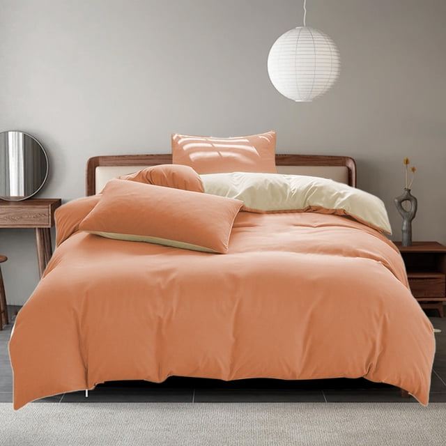 All-Season Bedding Set - 4-Piece Washable Solid Color Bed Sheet Duvet Cover and Pillowcases
