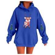 Letter Print Hooded Sweatshirt Long Sleeve Pullover Pocket Hoodie Sweatshirt Blank Sweat Shirts for Women Sweater Women Zipper Women's Sweatshirts Hoodie with Pockets Long Jacket Blue XL