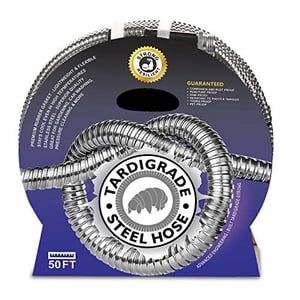 Tardigrade Steel Hose - 50FT Metal Garden Hose - Stainless Steel - Dog Chew Crush Proof, Flexible, Heavy Duty Aluminum, No Kink, Lightweight Lawn Water Hoses, Durable and Easy to Store