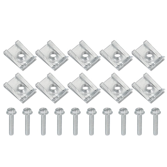 Uxcell Bolt and U-Nut Extruded U-Nut & Body Bolt Kit Fastener for Automotive Metal Cars Motorcycles M5-0.8