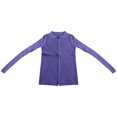 thumbnail image 3 of Women's Double Zip Ribbed Knit Cardigan - Tight-Fitting Crop Top with Collar - Modern Design - Soft Textured Fabric - One Size Fits Most, 3 of 3