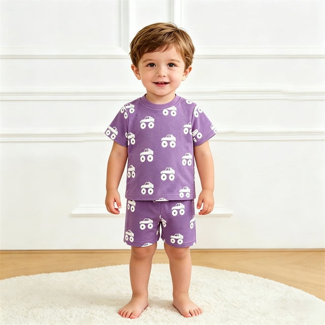Vêtements Garçon T-Shirt à Manches Courtes Imprimé Tee Hauts Shorts Décontractés Col Rond Vêtements de Printemps pour Garçons Vêtements pour Garçon 11-12 Ans