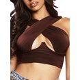 thumbnail image 1 of Honganda Débardeurs Croisés pour Femmes, Crop Top Sans Manches Couleur Unie, 1 of 9