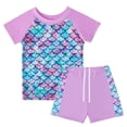 thumbnail image 1 of Girls Rash Guard 2-Piece Swimwear Fish Scale Pattern Swimwear Upf 50+ Uv for 4-12Y, 1 of 6
