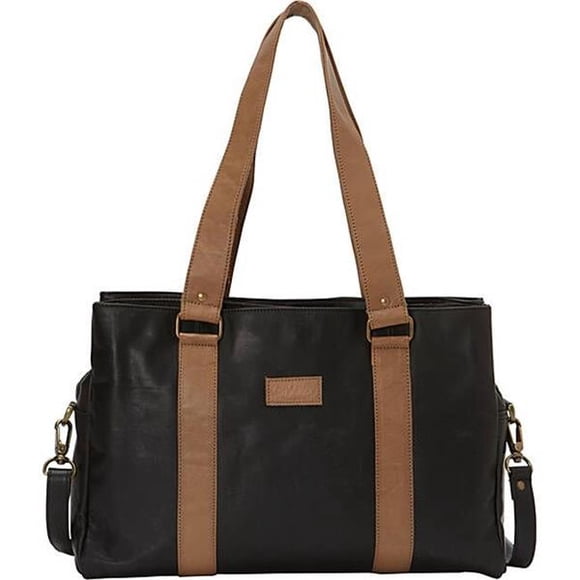 Sharo S-600 Soft Leather Laptop Tote & Shoulder Bag, Black