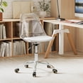 thumbnail image 4 of Costway 1 PCS Chaise de Bureau Transparente avec Siège Pivotant et Coussin en Cuir PU Souple Roues Universelles, 4 of 10