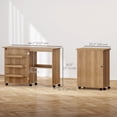 thumbnail image 3 of HOMCOM Folding Sewing Table Mobile Sewing Machine Cabinet with Shelf Brown, 3 of 10