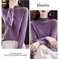 thumbnail image 2 of Women‘s Wool Sweaters Mock Turtle Neck Lightweight Long Sleeve Cozy Warm Fall Winter Pullover Tops, 2 of 7