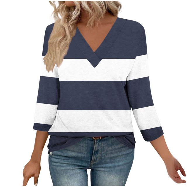 Fewfanhot Hauts pour Femmes Mode d'Automne Col en V Tenue de Bureau Décontractée Tunique Chandail Tenues