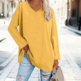 thumbnail image 2 of Breezora Tunique à Col Rond Oversize pour Femmes, Manches Longues, Chemise Rayée, Blouse Douce à Coupe Ample, Tenue Décontractée Décontractée, Confort Quotidien 2026, Taille M, Jaune, 2 of 5