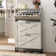 thumbnail image 1 of Vabches Shoe Storage Cabinet with 3 Flip Drawers & Metal Legs for Entryway, Narrow Shoe Rack Cabinet, Beige, 1 of 7