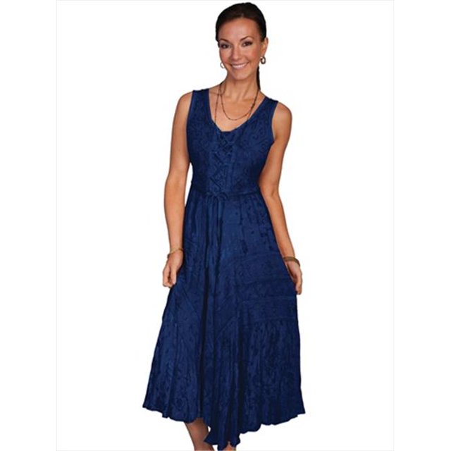 Honey Creek Robe Sans Manches Longueur Complète à Lacets pour Femmes, Bleu - Moyen