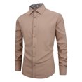 thumbnail image 1 of RXIRUCGD Chemise Décontractée pour Hommes, Manches Longues, Col Rabattu, Khaki, Taille : L, 1 of 3