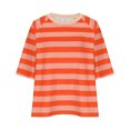 thumbnail image 4 of Penkiiy Chemise pour Femmes en Lin à Manches 3/4, Chemise à Col Rond Unie à la Mode, Chemise à Manches Longues à Col Rond pour Femmes/chemise L Orange, 4 of 4