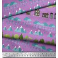 thumbnail image 3 of Soimoi Rayon Crepe Fabric Tree,House & Raindrop Nature Fabric Prints by Yard 46 Inch Wide, 3 of 3