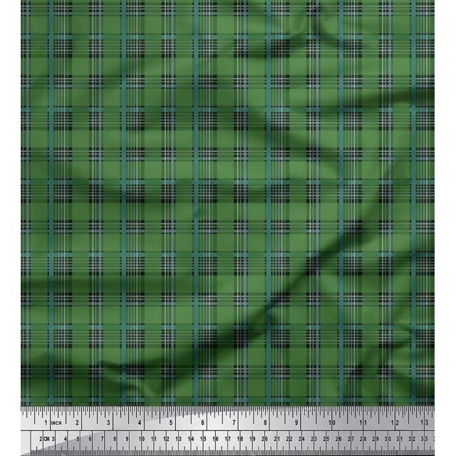 Soimoi Polyester Crepe Fabric Plaid Check Print Fabric by The Yard 42 Inch Wide