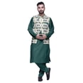 thumbnail image 1 of Atasi Solid Kurta Churidar With Printed Jecket Set For Mens Summer Party Wear, 1 of 1