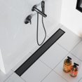 thumbnail image 1 of Neodrain 32-Inch Linear Shower Drain with 2-in-1 Flat & Tile Insert Shiny Black Cover Rectangle Shower Floor Drain Floor Shower Drain with Adjustable Leveling Feet Hair Strainer, 1 of 5